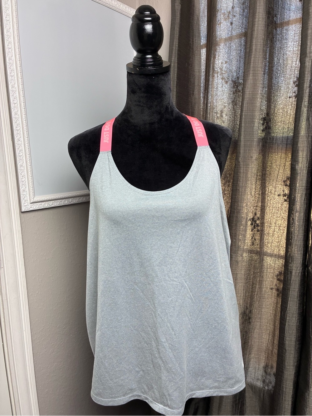 Nike Light Gray Active Tank with Pink Elastic Straps XL